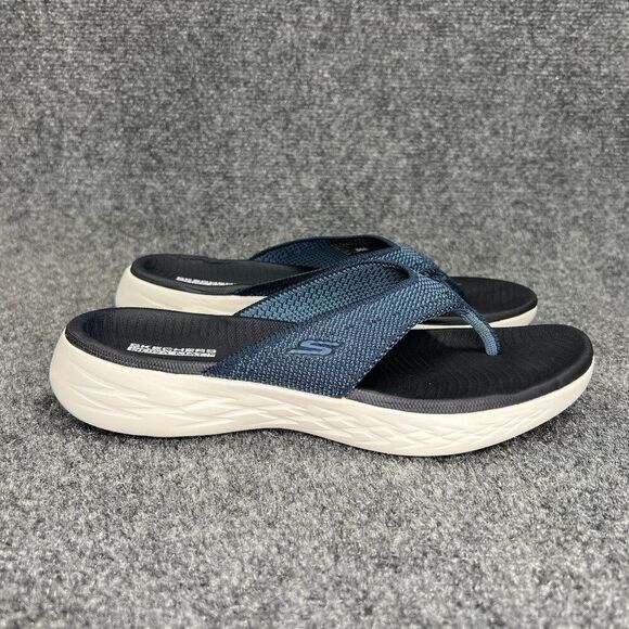Skechers On The Go Sandals Women's 7 Blue Go Walk Goga Mat Recovery Flip Flops - Picture 1 of 13